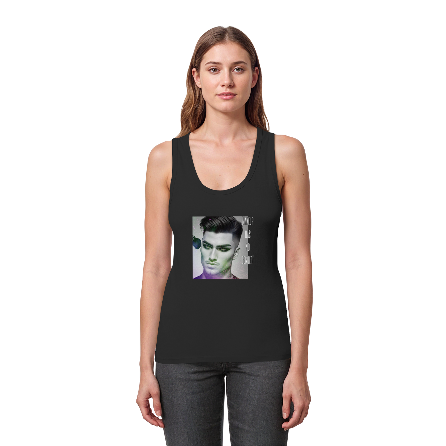 MAKEUPHASNOGENDER! - Women's Organic Fitted Tank Top