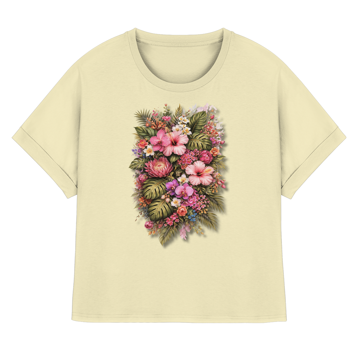 FLOWERPOWER! - Womens Organic Rolled Sleeves T-Shirt