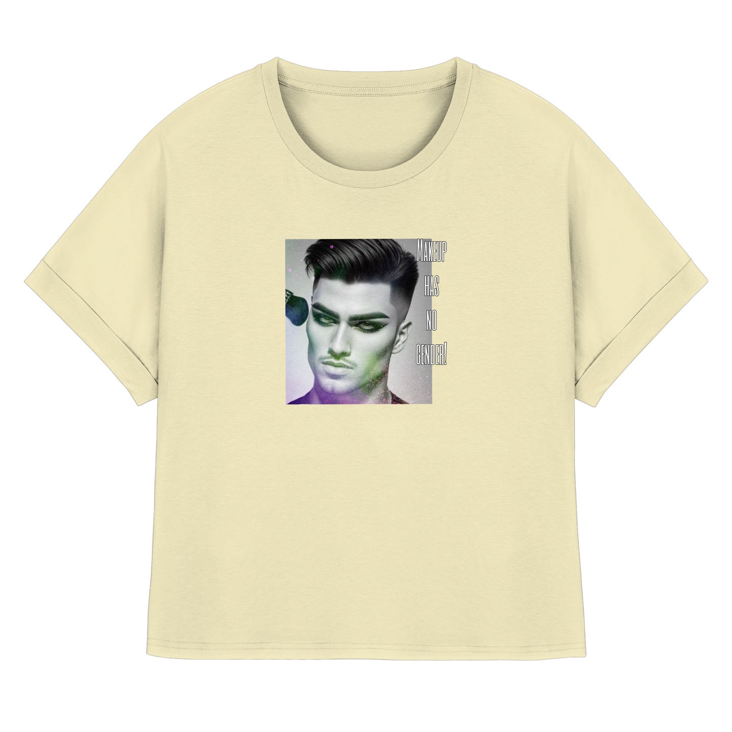 MAKEUPHASNOGENDER! - Womens Organic Rolled Sleeves T-Shirt