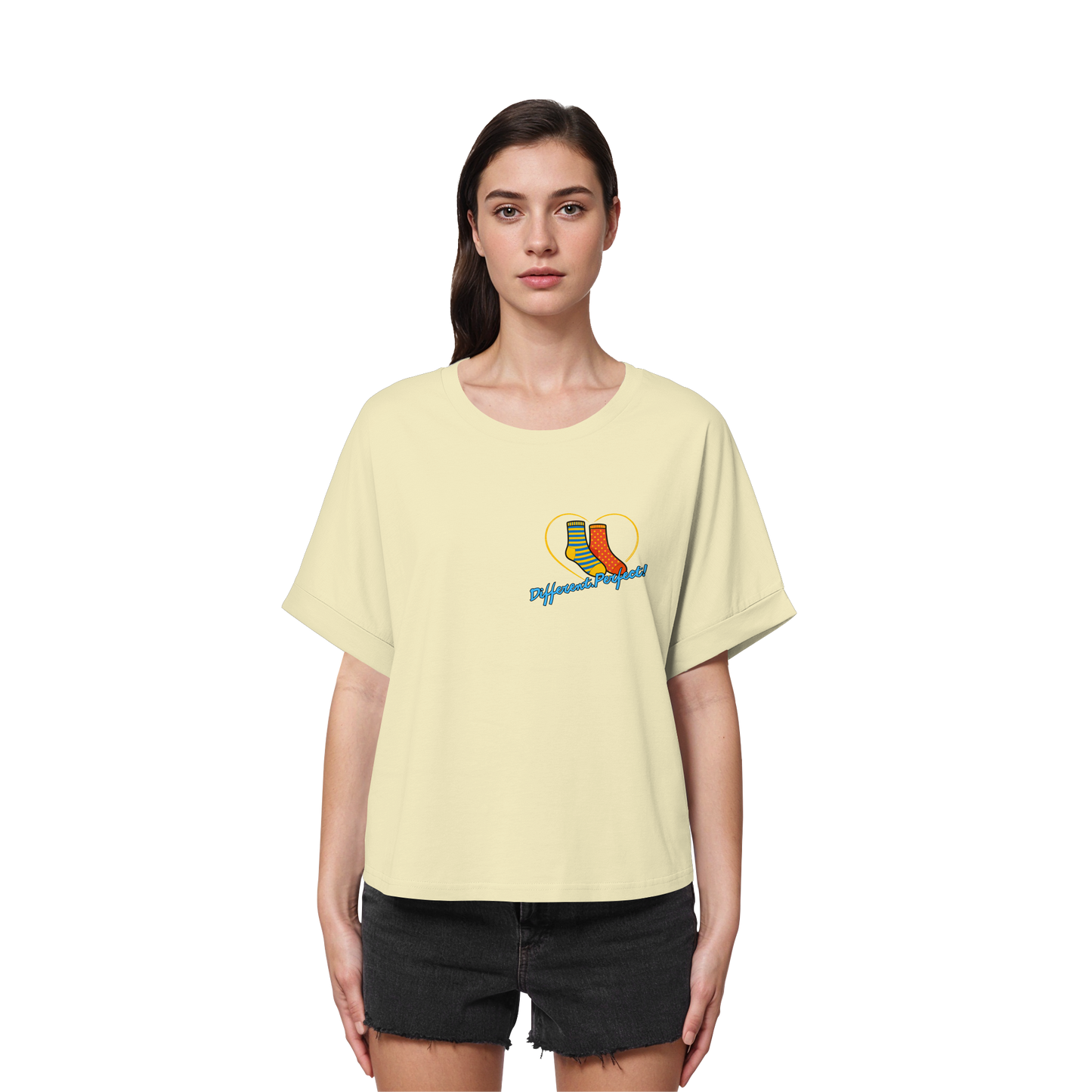 DIFFERENTPERFECT! - Women's Organic Rolled-Sleeve T-Shirt