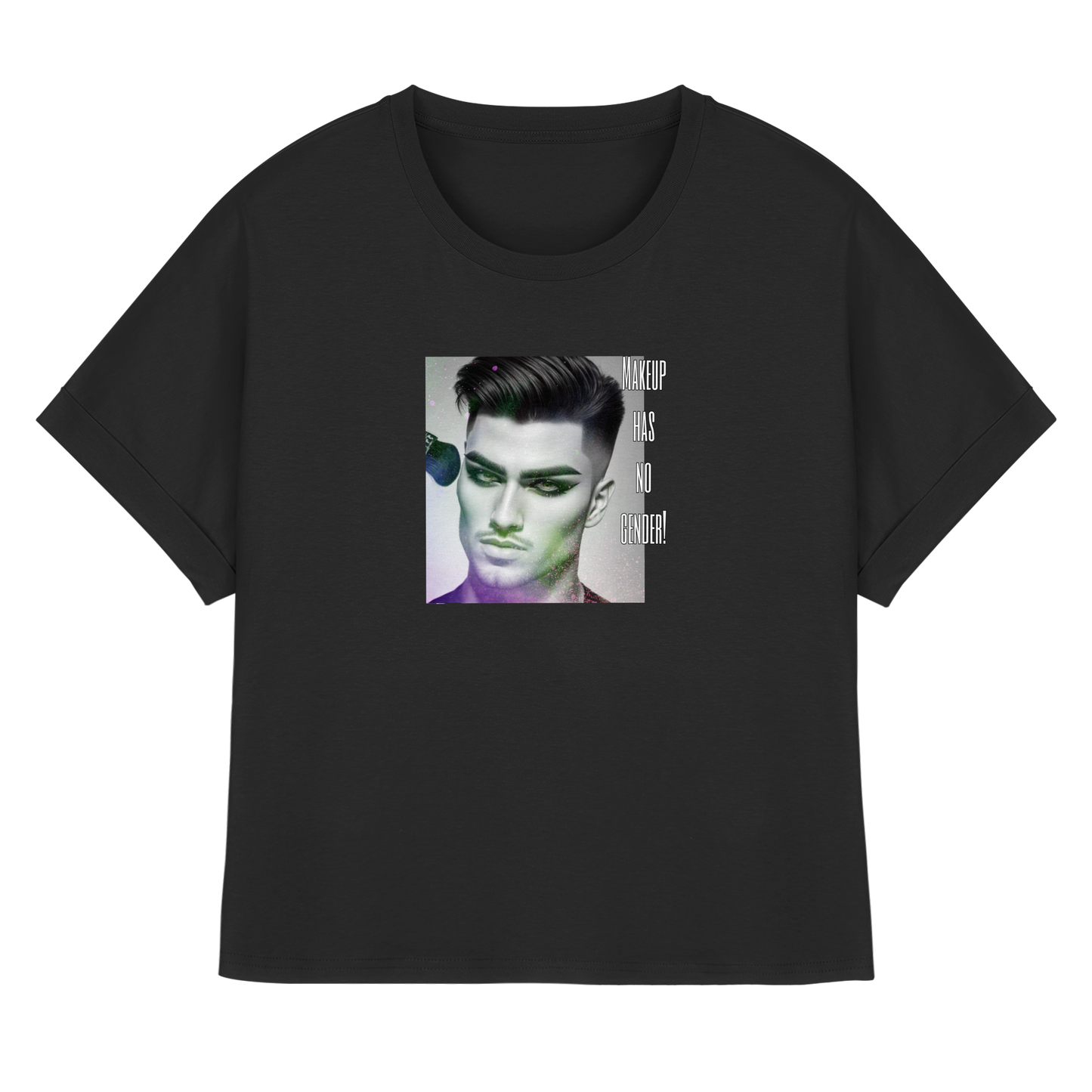 MAKEUPHASNOGENDER! - Womens Organic Rolled Sleeves T-Shirt