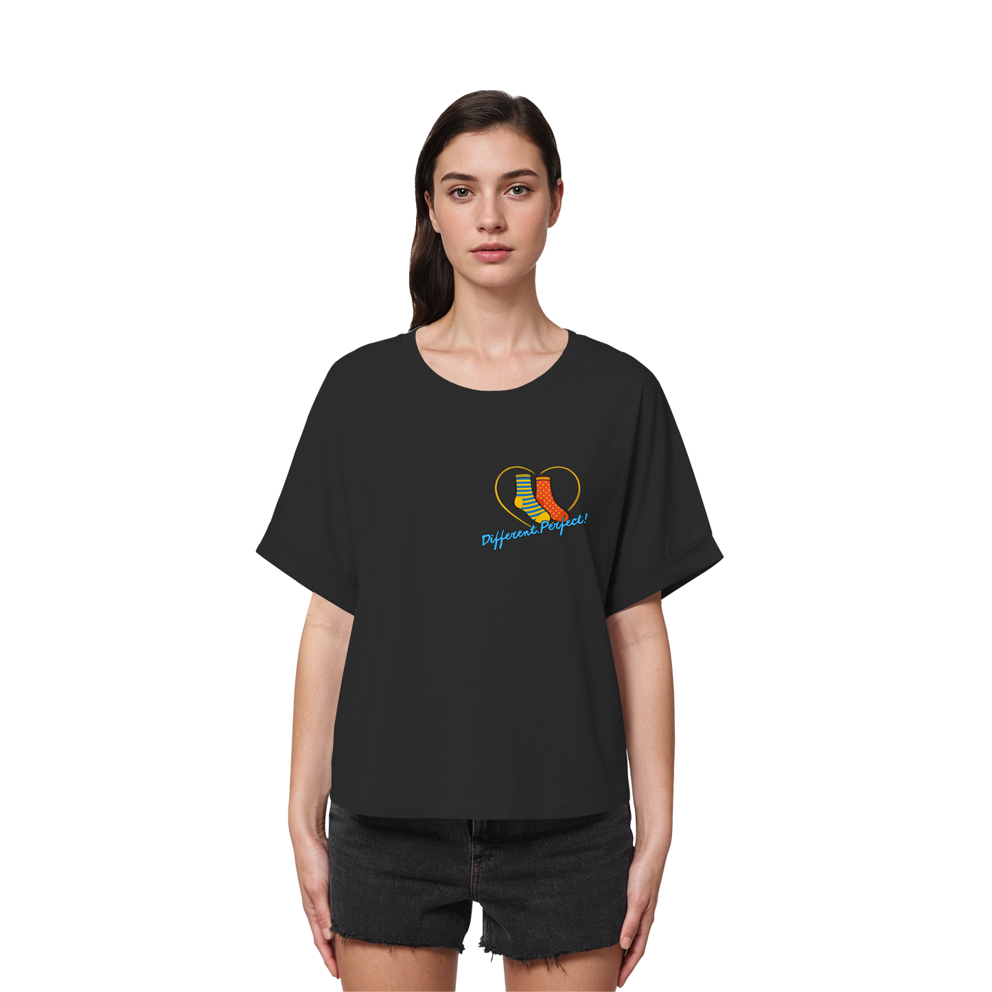 DIFFERENTPERFECT! - Women's Organic Rolled-Sleeve T-Shirt