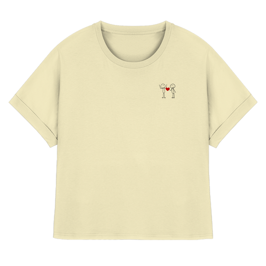 STICKFIGURELOVE!  (Stick) - Womens Organic Rolled Sleeves T-Shirt