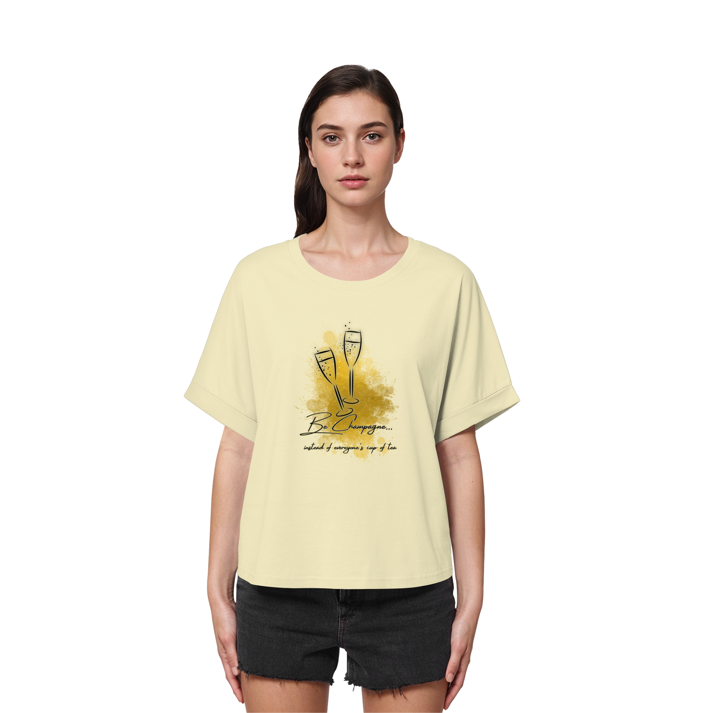 CHAMPAGNE! - Women's Organic Rolled Sleeves T-Shirt