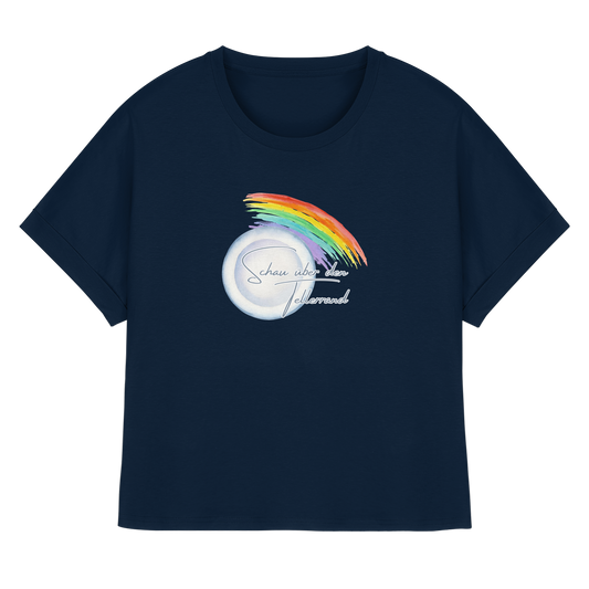 SCHAUÜBERDENTELLERRAND! - Womens Organic Rolled Sleeves T-Shirt