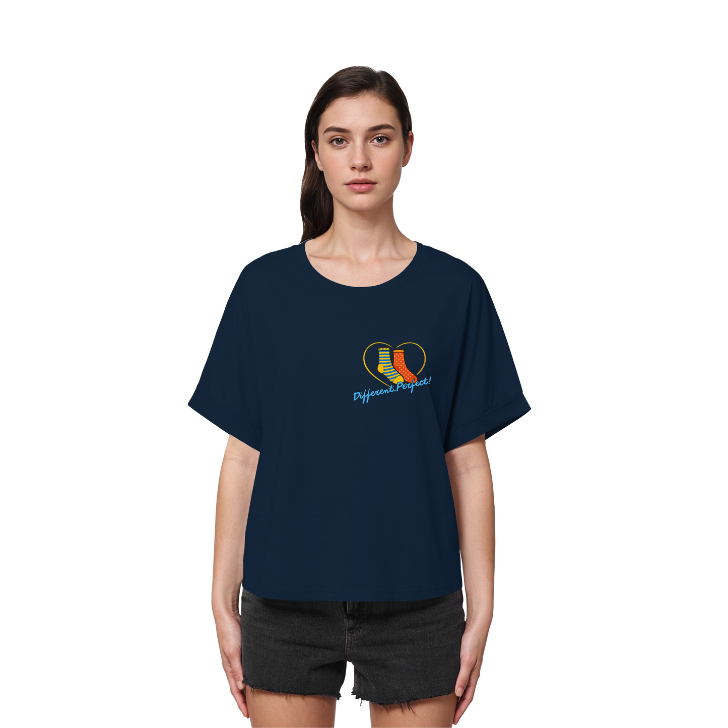DIFFERENTPERFECT! - Women's Organic Rolled-Sleeve T-Shirt