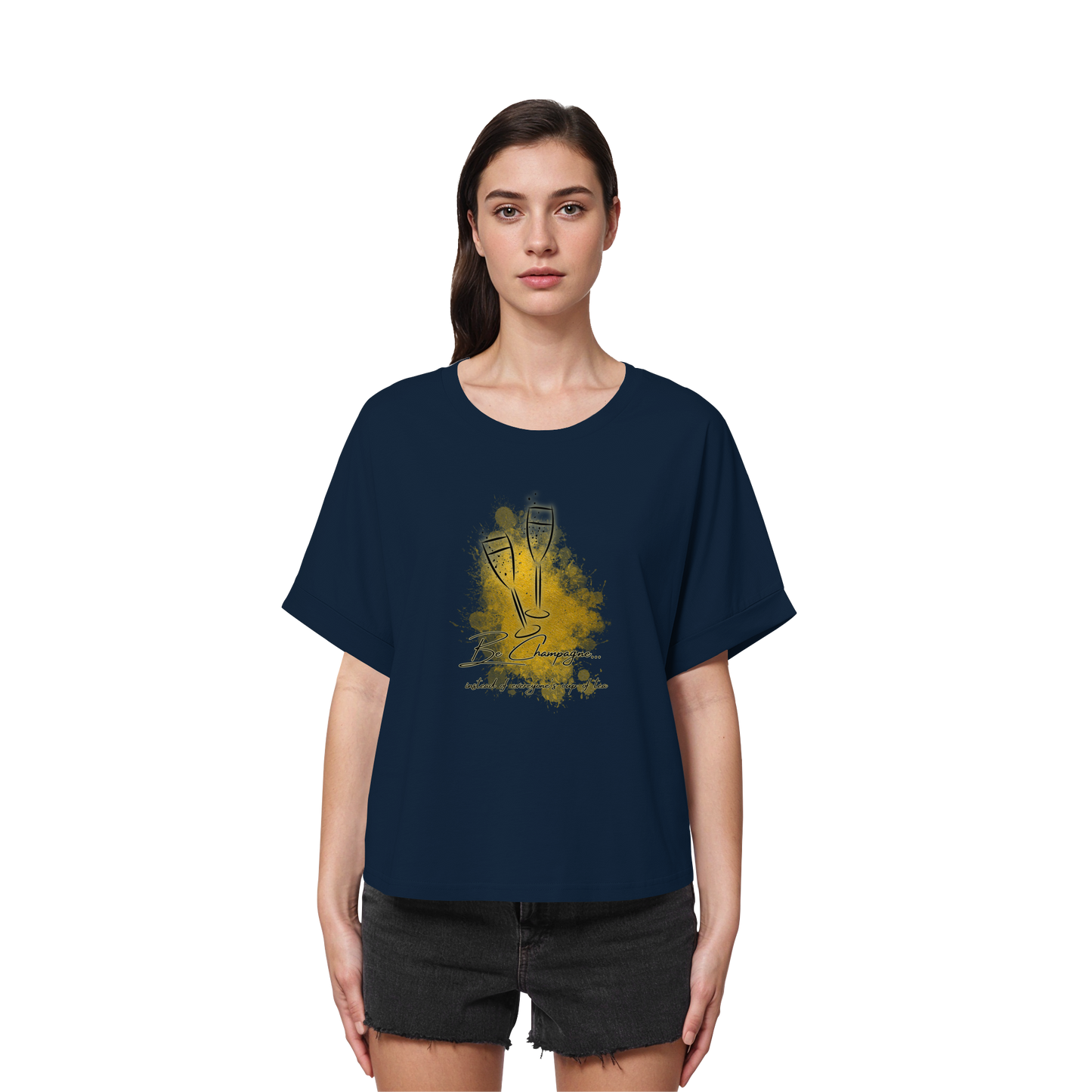CHAMPAGNE! - Women's Organic Rolled Sleeves T-Shirt
