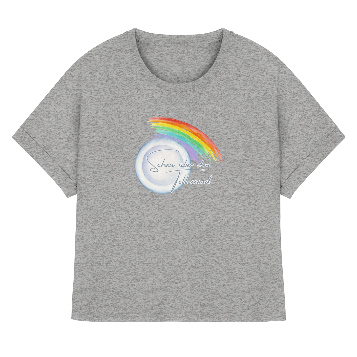SCHAUÜBERDENTELLERRAND! - Womens Organic Rolled Sleeves T-Shirt