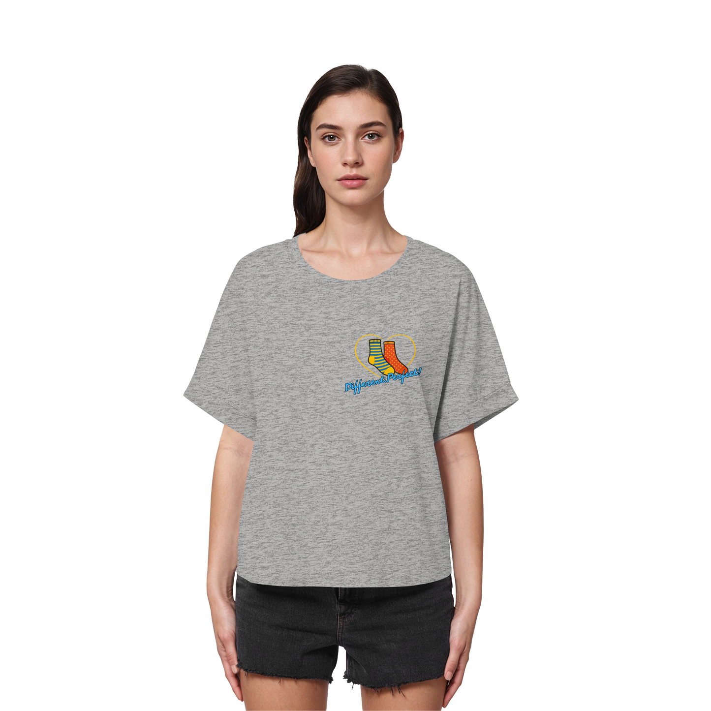 DIFFERENTPERFECT! - Women's Organic Rolled-Sleeve T-Shirt