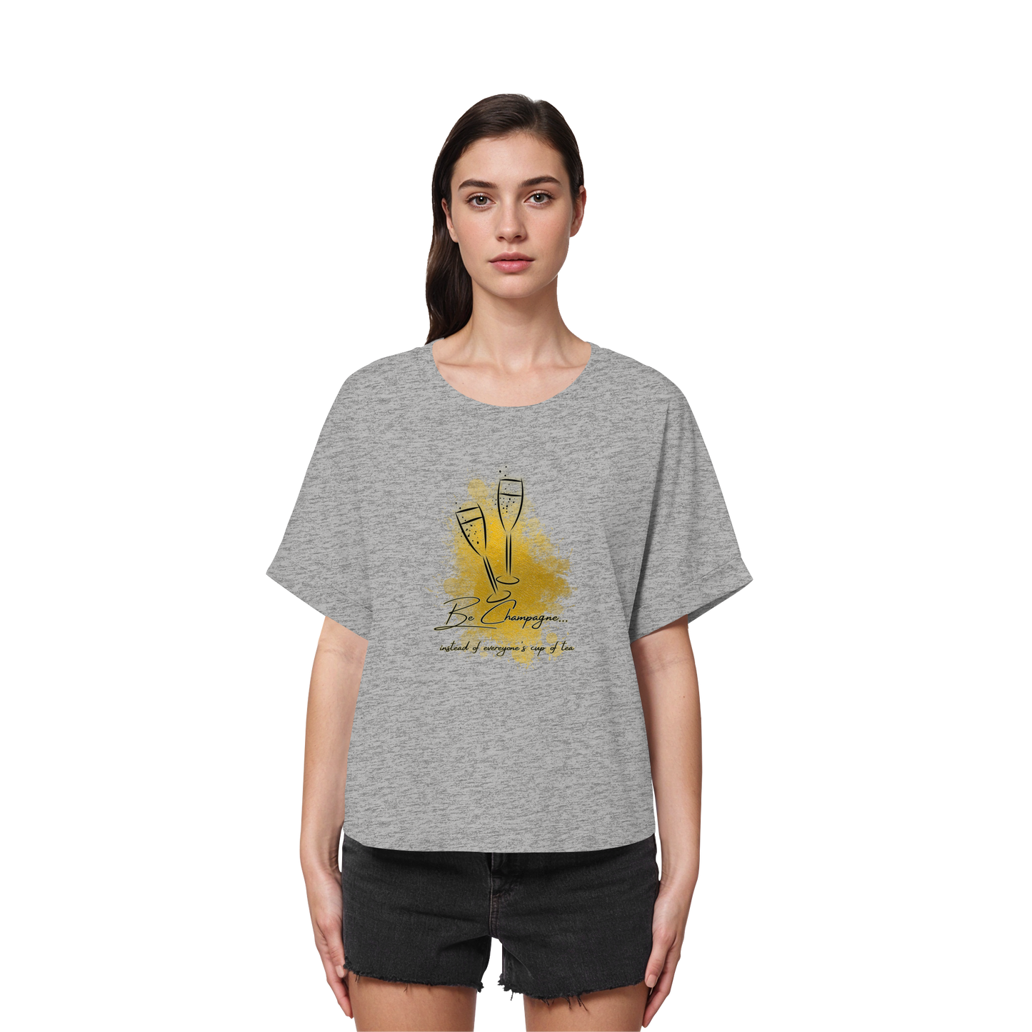 CHAMPAGNE! - Women's Organic Rolled Sleeves T-Shirt