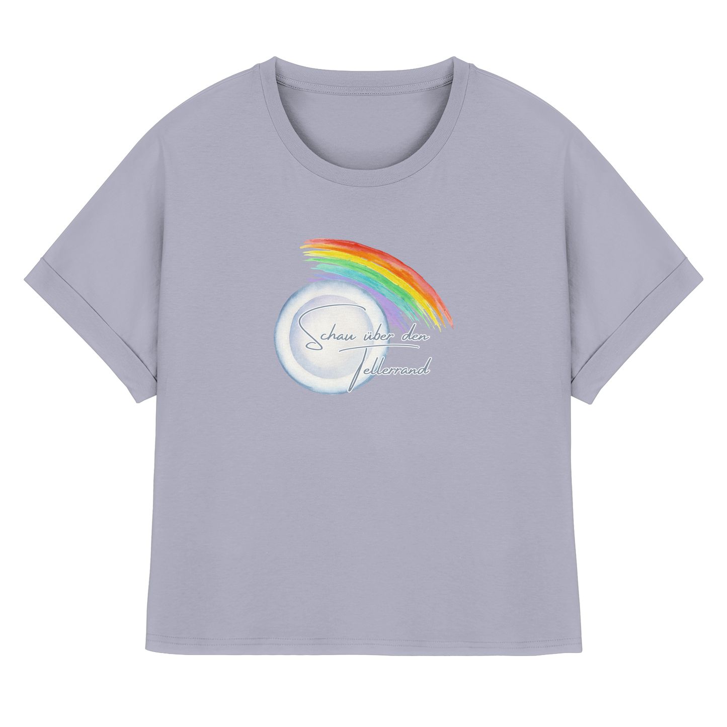 SCHAUÜBERDENTELLERRAND! - Womens Organic Rolled Sleeves T-Shirt