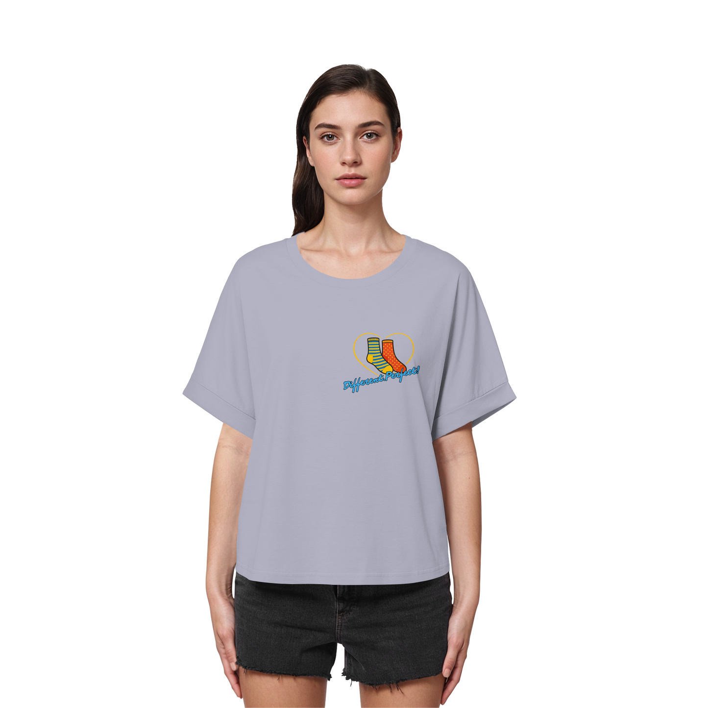 DIFFERENTPERFECT! - Women's Organic Rolled-Sleeve T-Shirt
