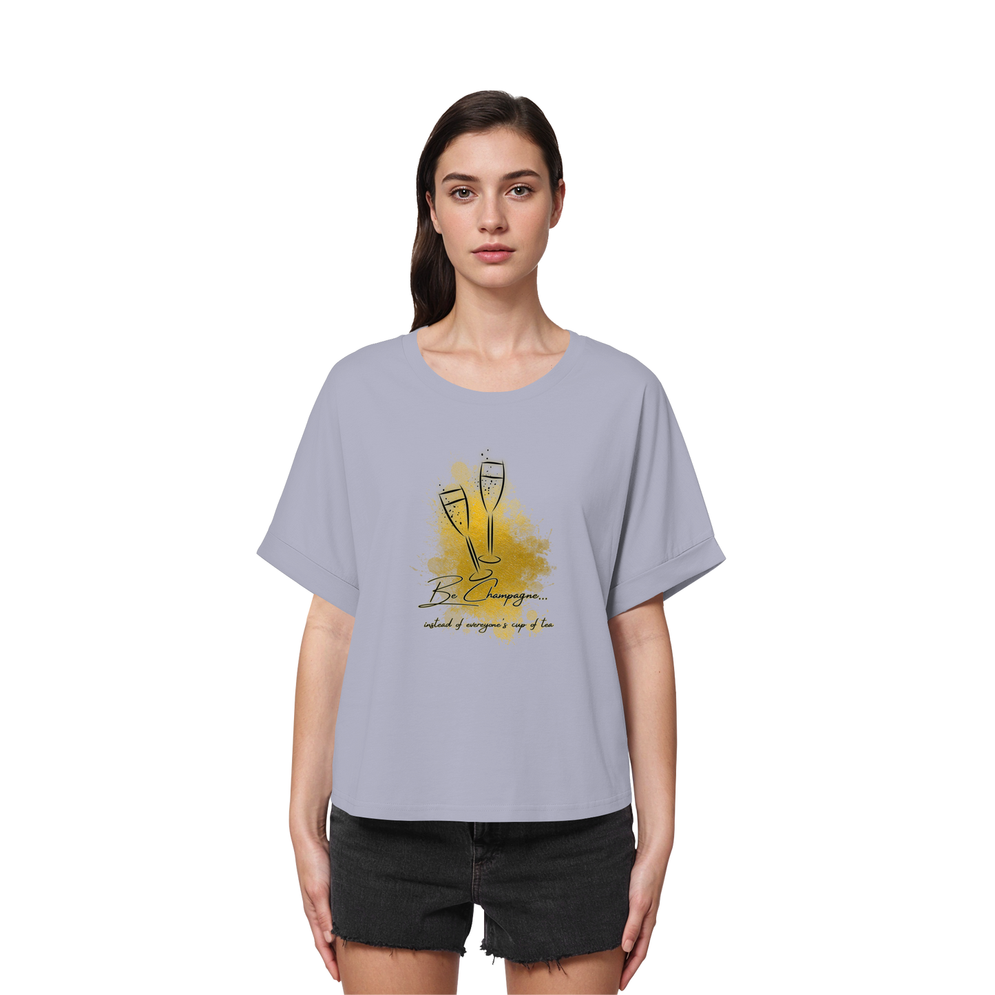 CHAMPAGNE! - Women's Organic Rolled Sleeves T-Shirt