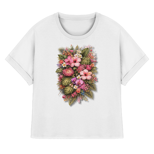 FLOWERPOWER! - Womens Organic Rolled Sleeves T-Shirt