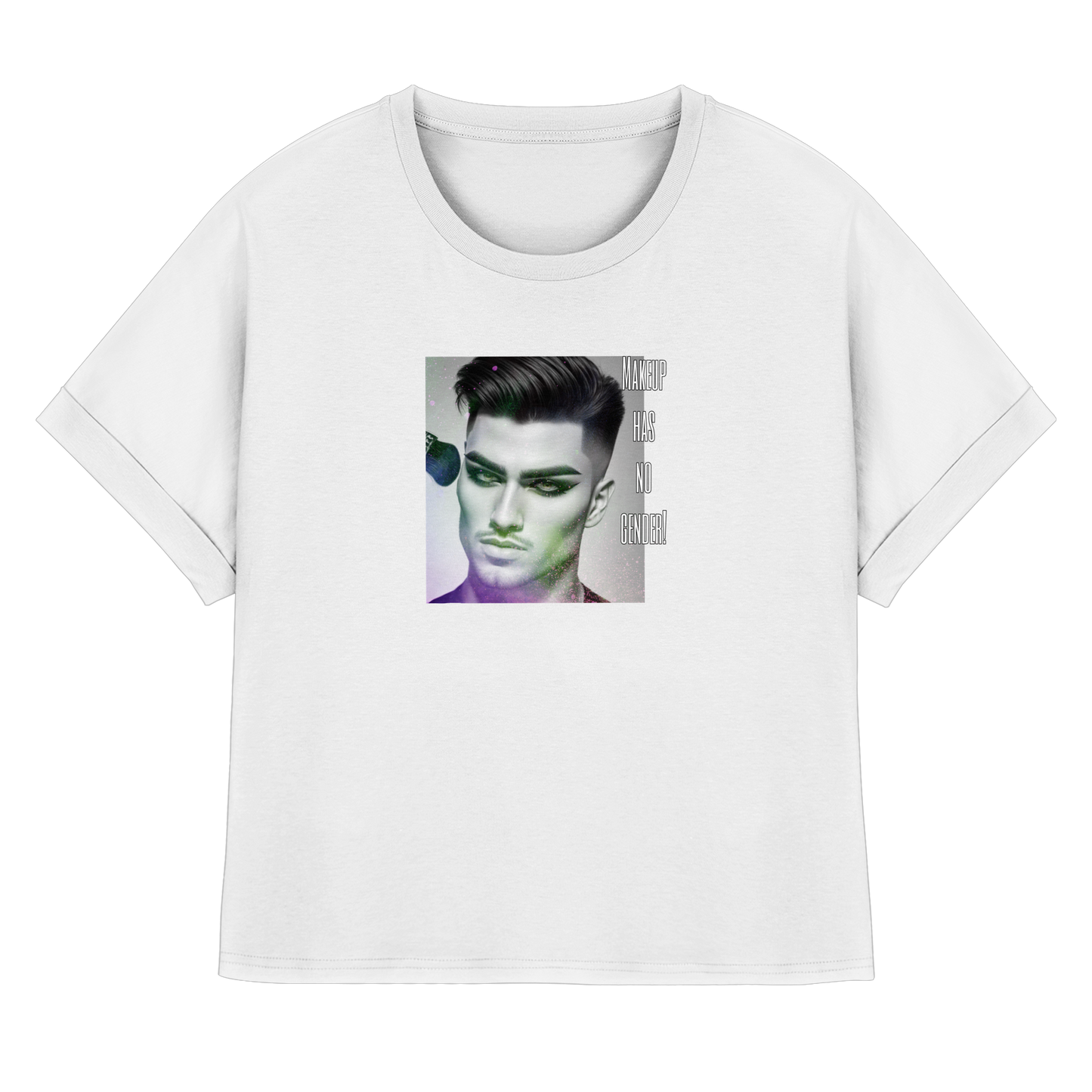 MAKEUPHASNOGENDER! - Womens Organic Rolled Sleeves T-Shirt