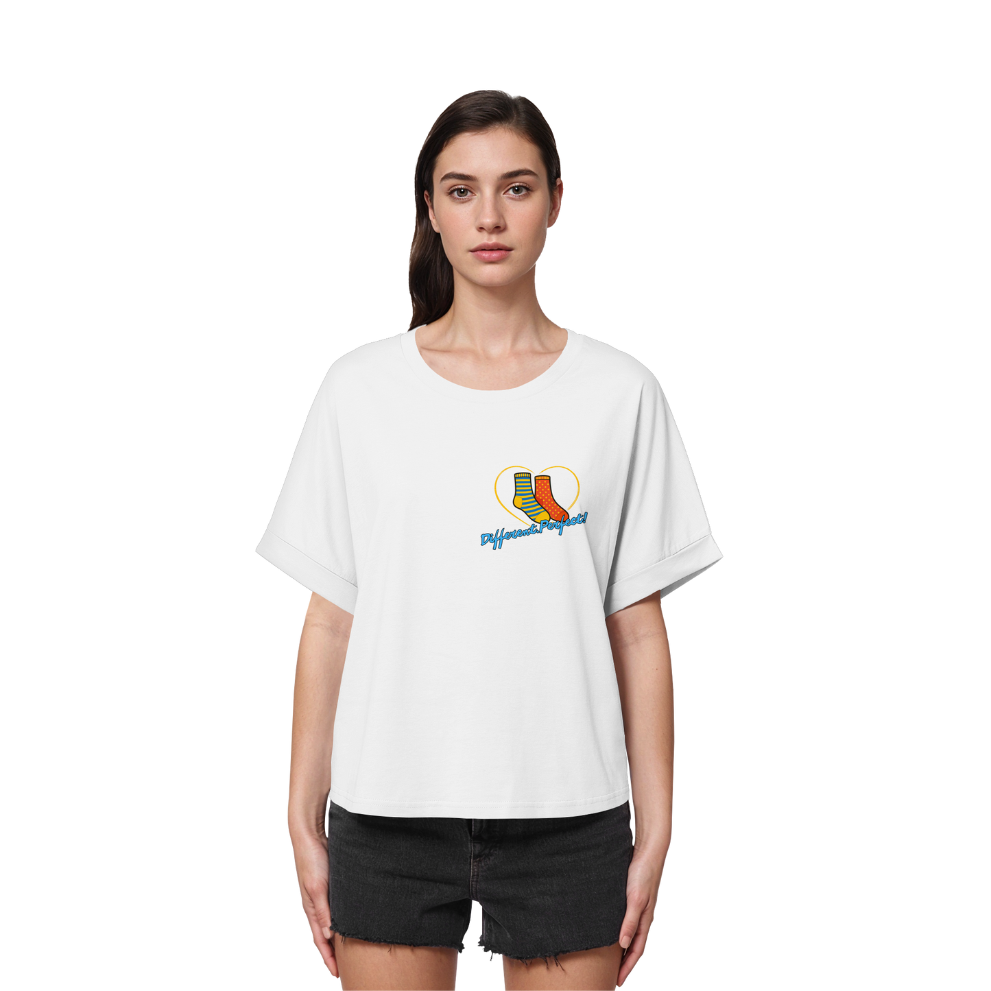 DIFFERENTPERFECT! - Women's Organic Rolled-Sleeve T-Shirt
