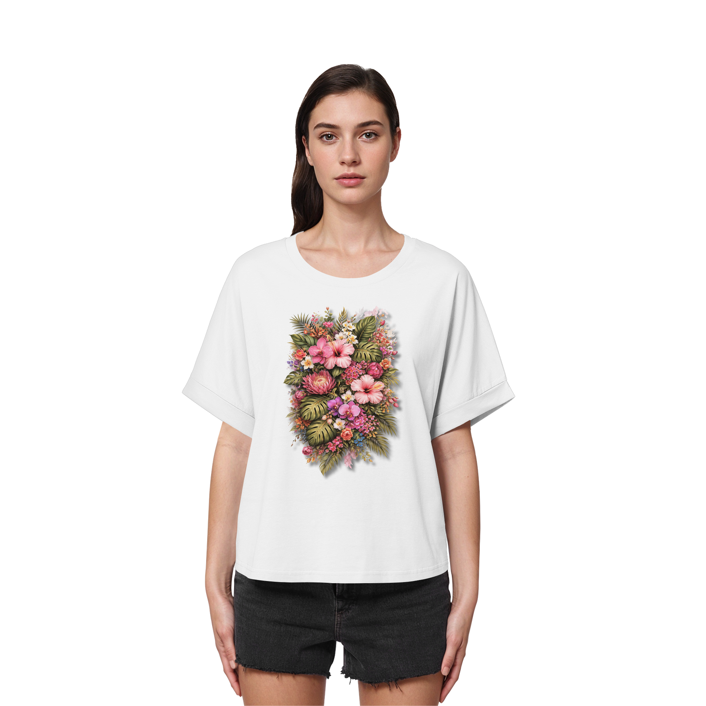 FLOWER POWER! - Women's Organic Rolled Sleeves T-Shirt