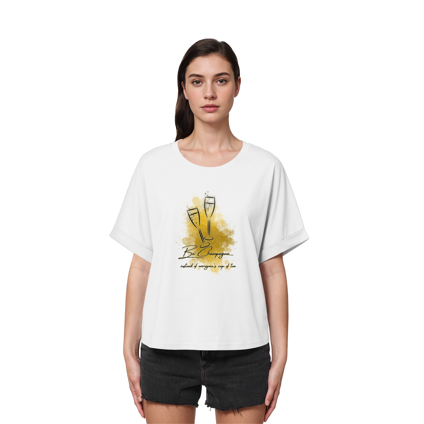 CHAMPAGNE! - Women's Organic Rolled Sleeves T-Shirt